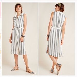 NWOT Maeve by Anthropologie Striped Dress • white black button front collar